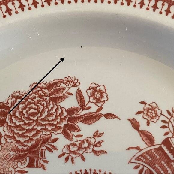 Vintage Spode Fitzhugh Pattern Red, White Salad Plates, 8", Set of 7 - Picture 8 of 9